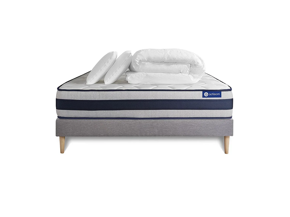 Compleet bedpakket - Matras 160x200 cm + Lattenbodem (kit) + 2 kussens + Dekbed - Actiflex Ergo