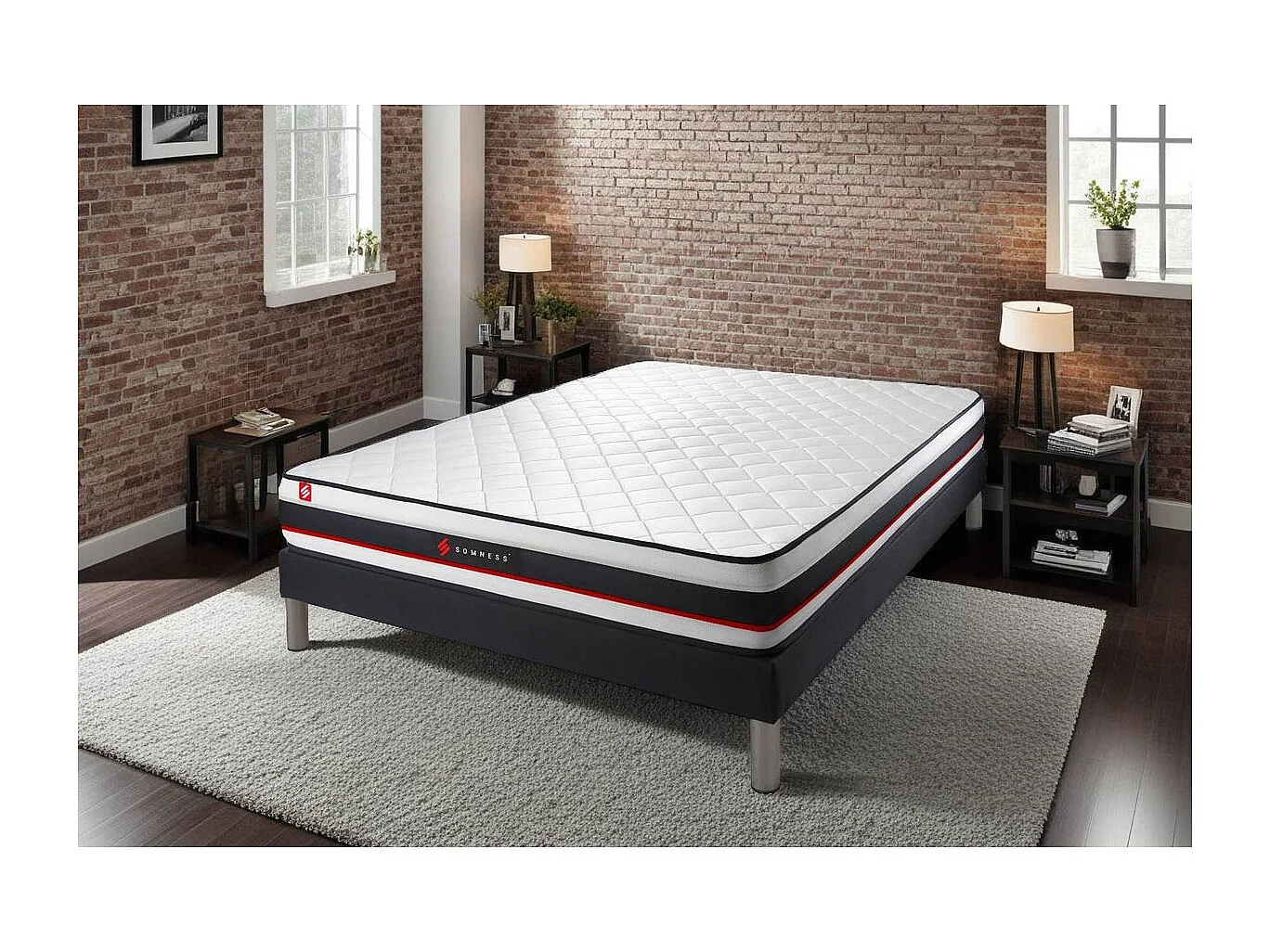Ensemble 140x190 matelas FORM + sommier kit noir