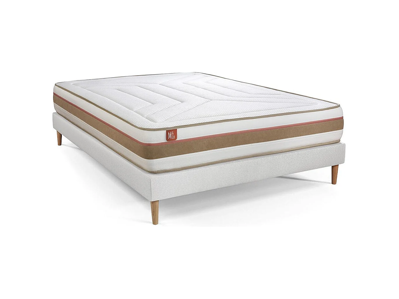 Ensemble LE TENDRE 160x200cm Ressorts ensachés + Mémoire de forme 7 zones de confort - Ep. 28cm + sommier kit Blanc