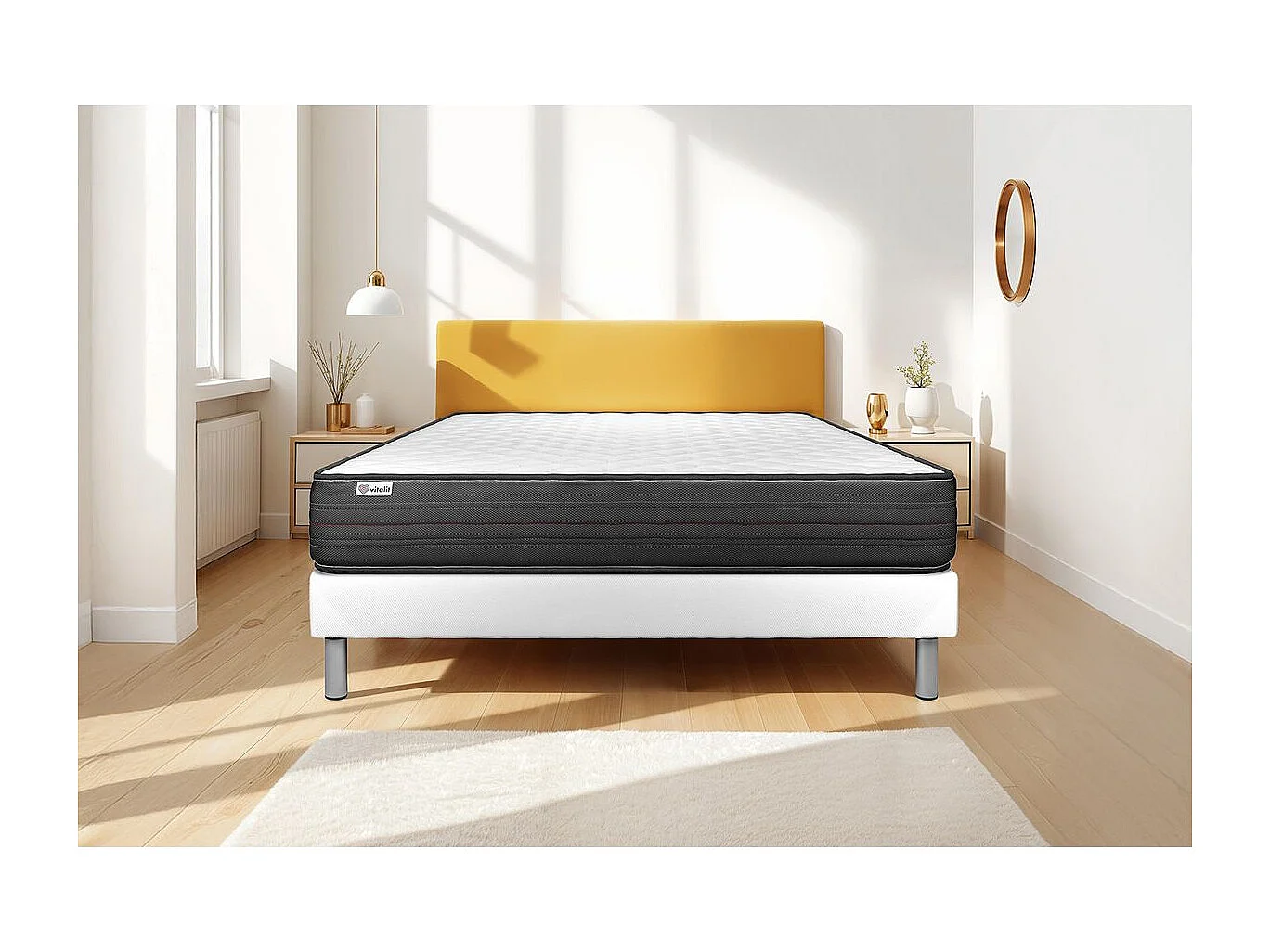 Ensemble VITALPOWER 140 x 190 cm sommier Kit blanc