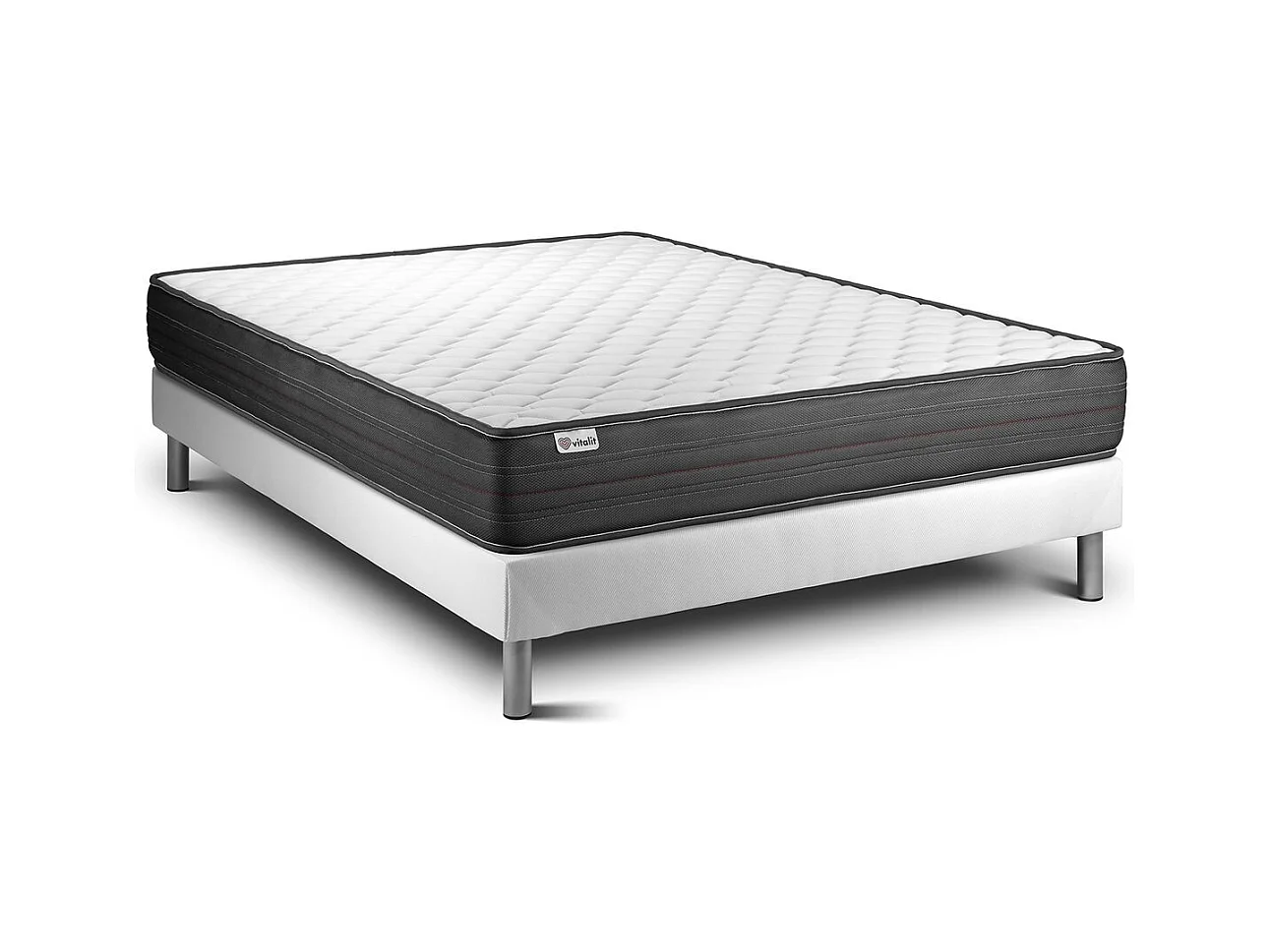 Ensemble VITALPOWER 140 x 190 cm sommier Kit blanc