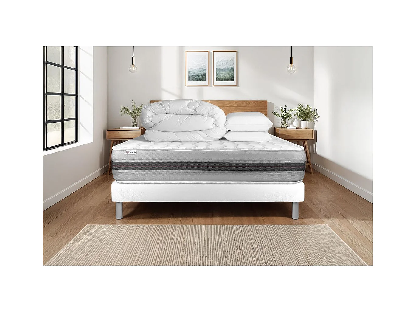 Pack prêt à dormir VITALSPRING RECOVER 200 x 200 cm sommier Kit blanc