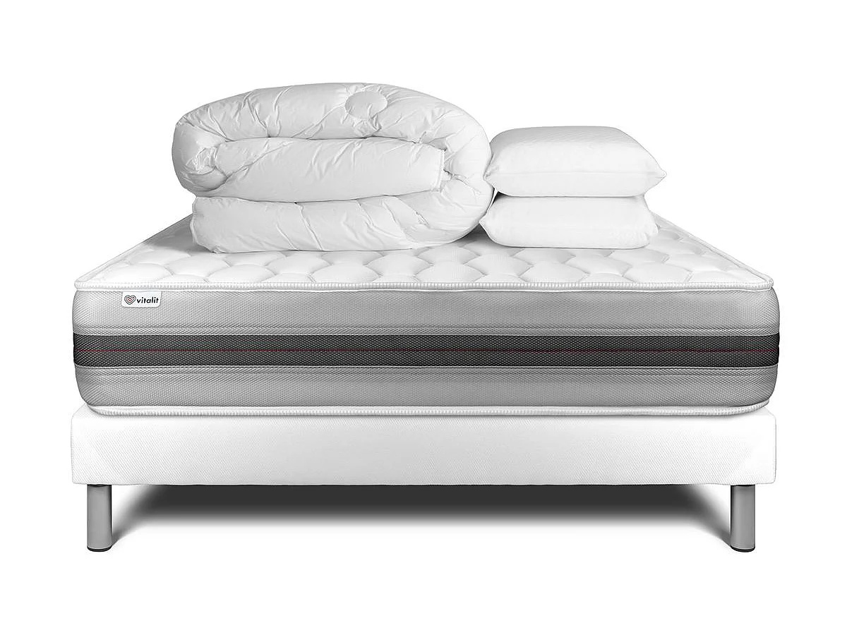 Pack prêt à dormir VITALSPRING RECOVER 200 x 200 cm sommier Kit blanc