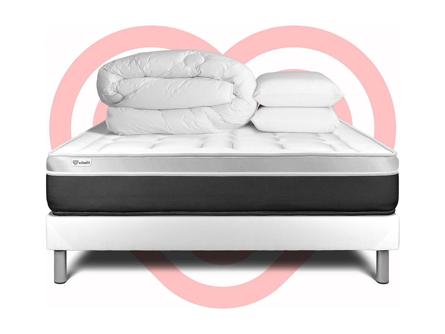 Pack prêt à dormir VITAL SOFT 140 x 190 cm sommier Kit blanc