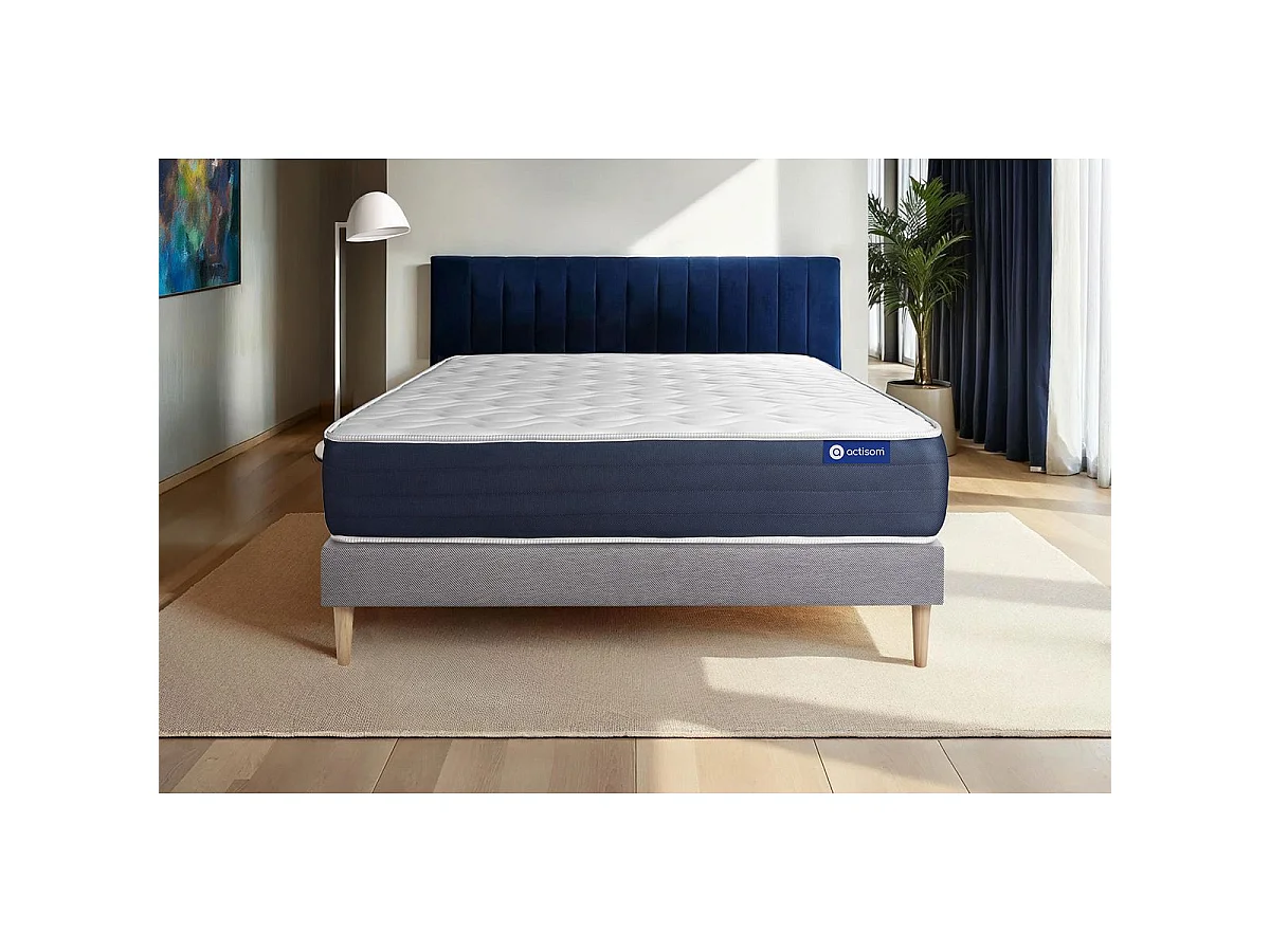 Ensemble matelas Latex et Mémoire de forme ACTILATEX SLEEP 90x190 5zones de confort + sommier KIT gris
