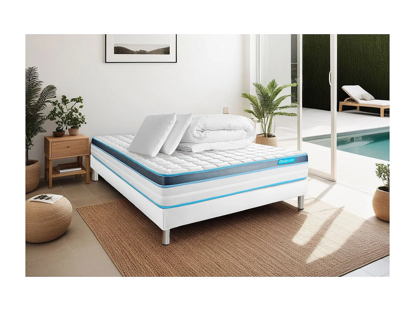 Pack PERFORM 160x200 Mousse à mémoire de forme ProfiZone 5 zones Ultra épaisseur + Couette + 2 oreillers