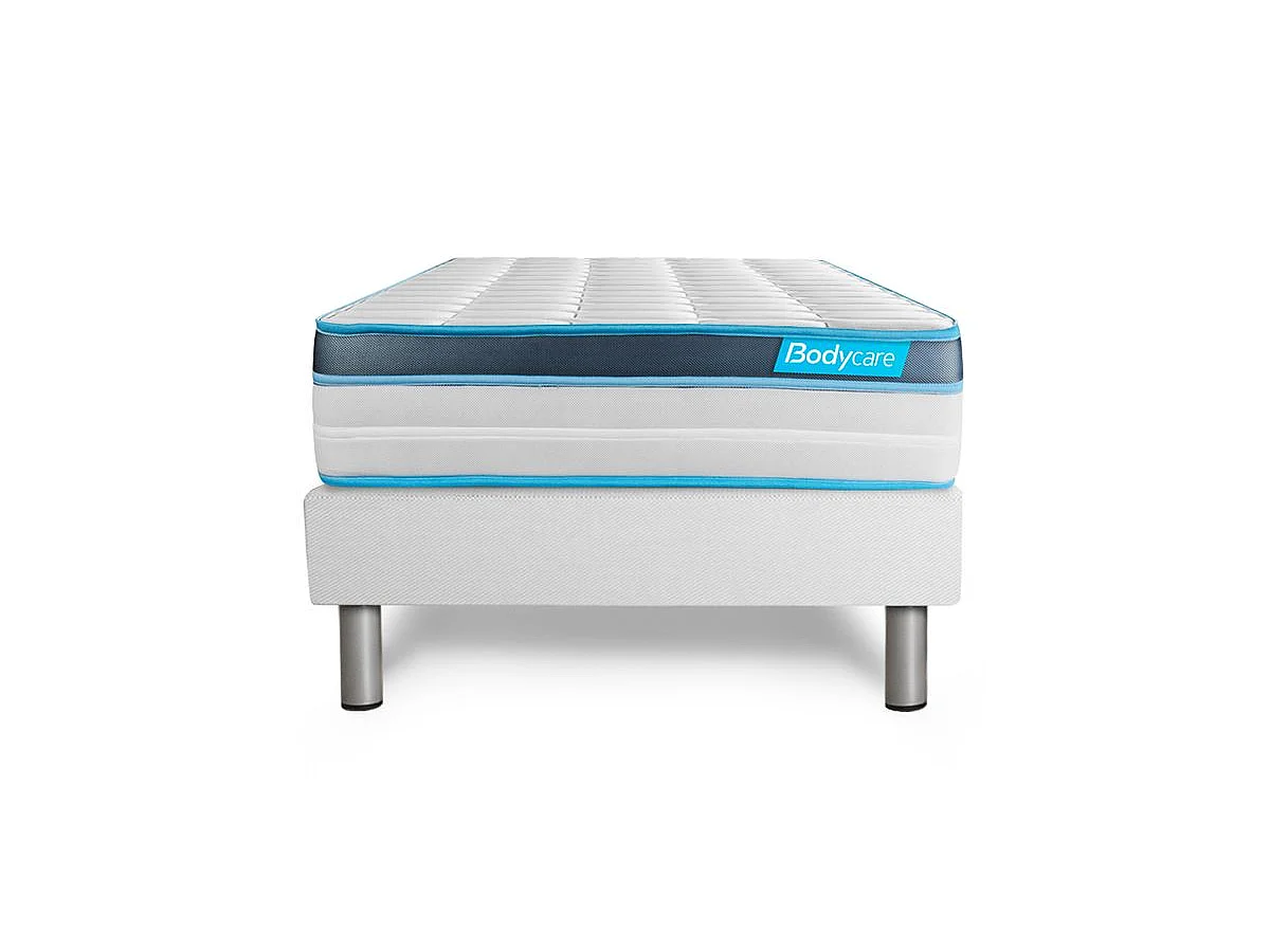 Ensemble 90x200 matelas BodyFit à mémoire de forme + sommier kit blanc