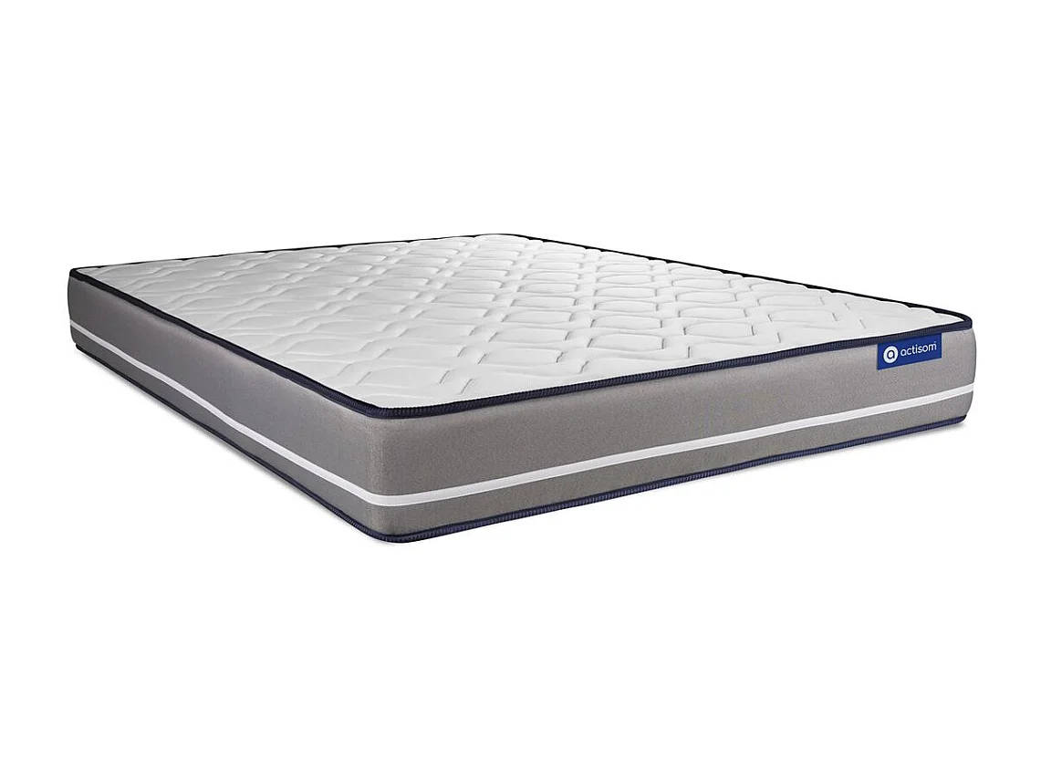 Pack prêt à dormir matelas Ressorts ensachés ACTIFLEX PUR 160x200 3zones de confort + sommier KIT gris + 2 oreillers+couette