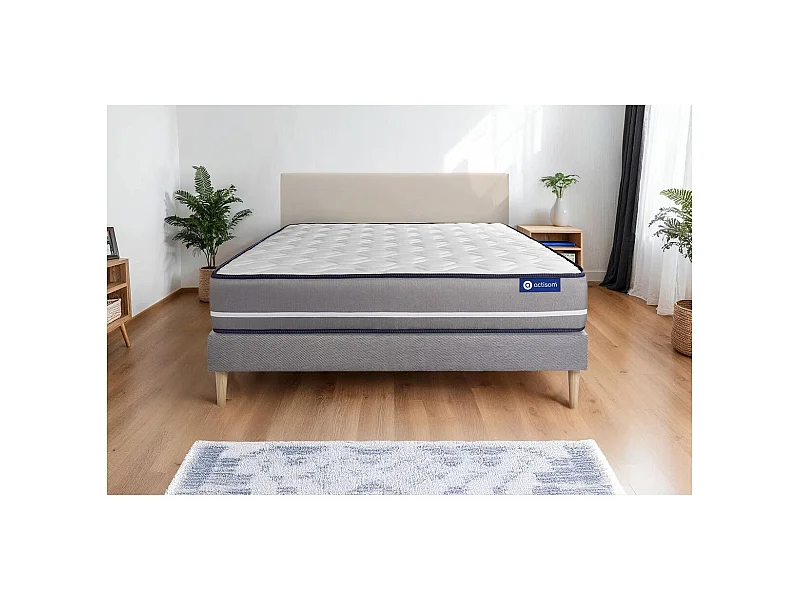 Ensemble matelas Ressorts ensachés ACTIFLEX PUR 160x200cm 3zones de confort + sommier KIT gris