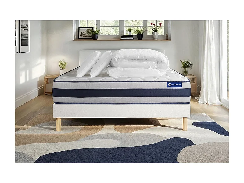 Compleet bedpakket - Matras 180x200 cm + Lattenbodem (set) + 2 kussens + Dekbed - Actiflex Ergo