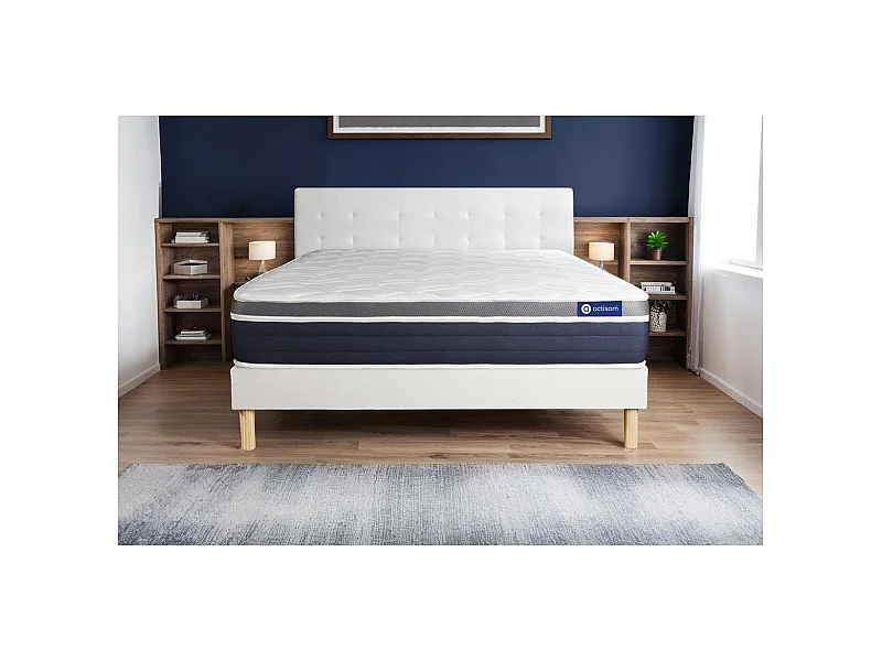 Conjunto de Estrado Branco + Colchão ACTISOM Actimemo Confort (180x200 cm - Espuma Viscoelástica- Altura: 26 cm)