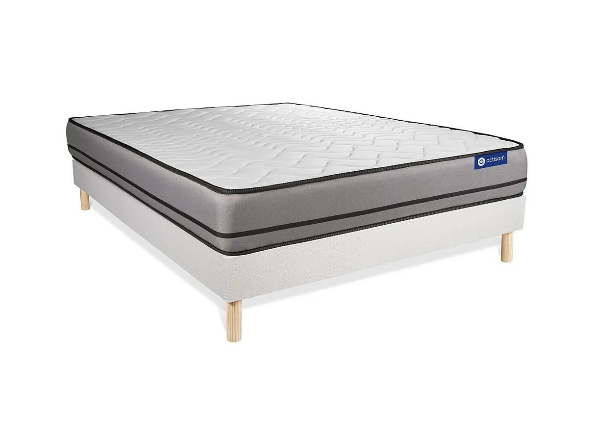 Ensemble matelas ACTIFLEX NIGHT 160x200cm RESSORTS ENSACHES 3zones de confort + sommier KIT blanc