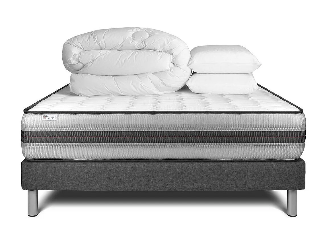 Pack prêt à dormir VITALPOWER RECOVER 180 x 200 cm sommier Kit gris