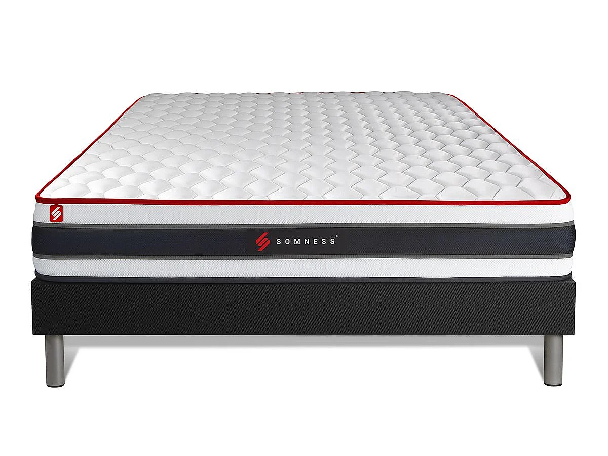 Ensemble 160x200 matelas ENERGY ressorts ensachés et mémoire de forme + sommier kit noir