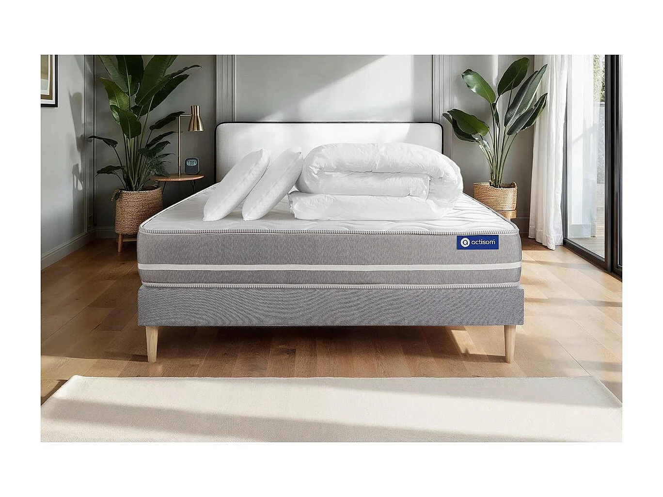 Compleet bedpakket - Matras 140x190 cm + Lattenbodem (kit) + 2 kussens + Dekbed - Actiflex Touch