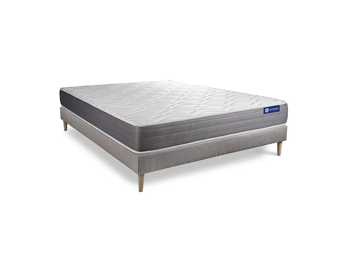 Ensemble matelas ACTILATEX DREAM Latex et mémoire de forme 160x200 cm 5zones de confort + sommier KIT gris