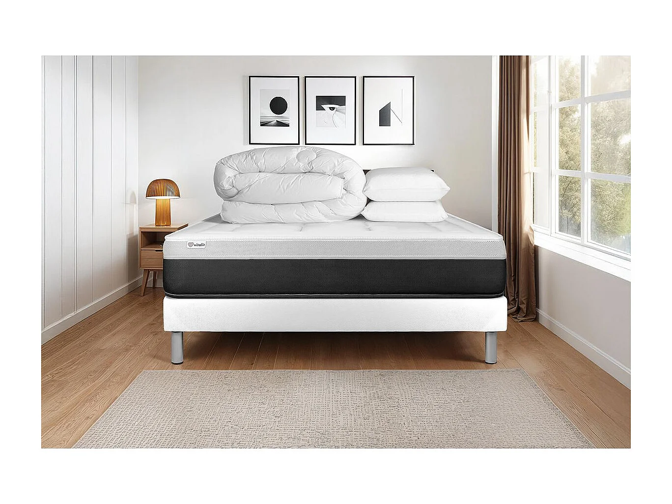 Compleet bedpakket - Matras 160x200 cm + Lattenbodem (kit) + 2 kussens + Dekbed - Vital Form