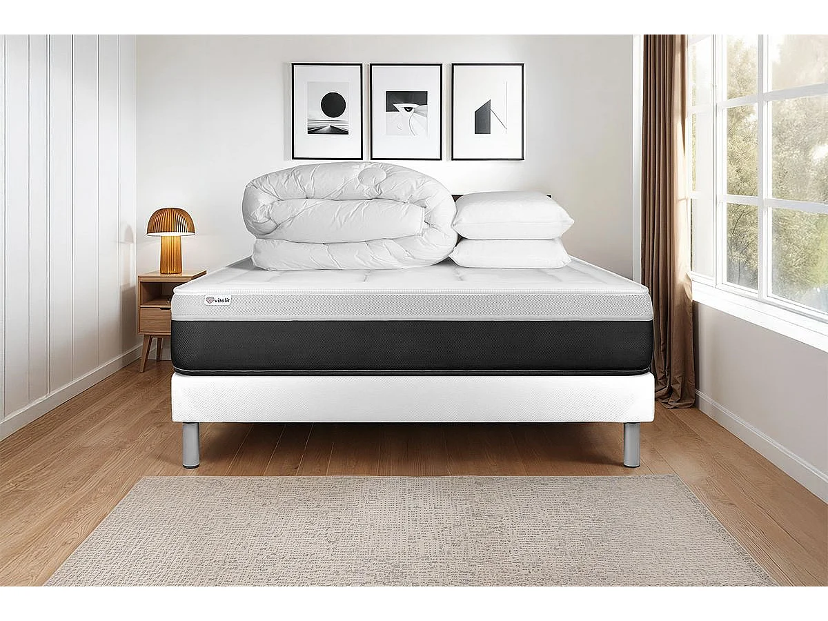 Pack prêt à dormir VITAL FORM 160 x 200 cm sommier Kit blanc