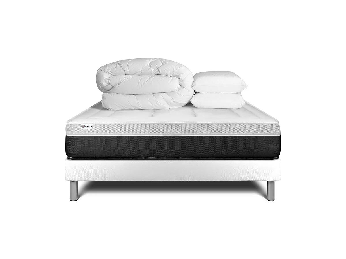 Pack prêt à dormir VITAL FORM 160 x 200 cm sommier Kit blanc