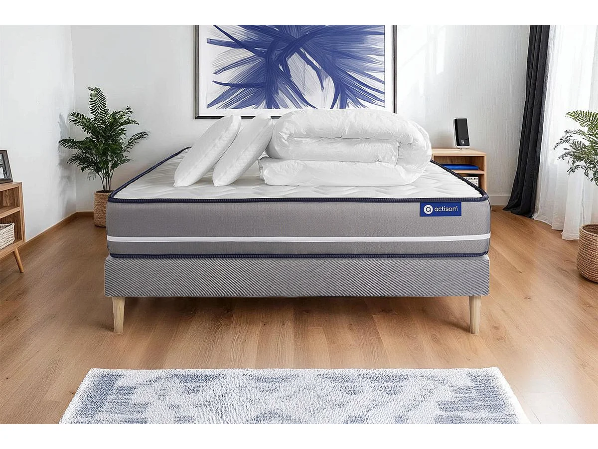 Compleet bedpakket - Matras 140x190 cm + Lattenbodem (kit) + 2 kussens + Dekbed - Actilatex Pur