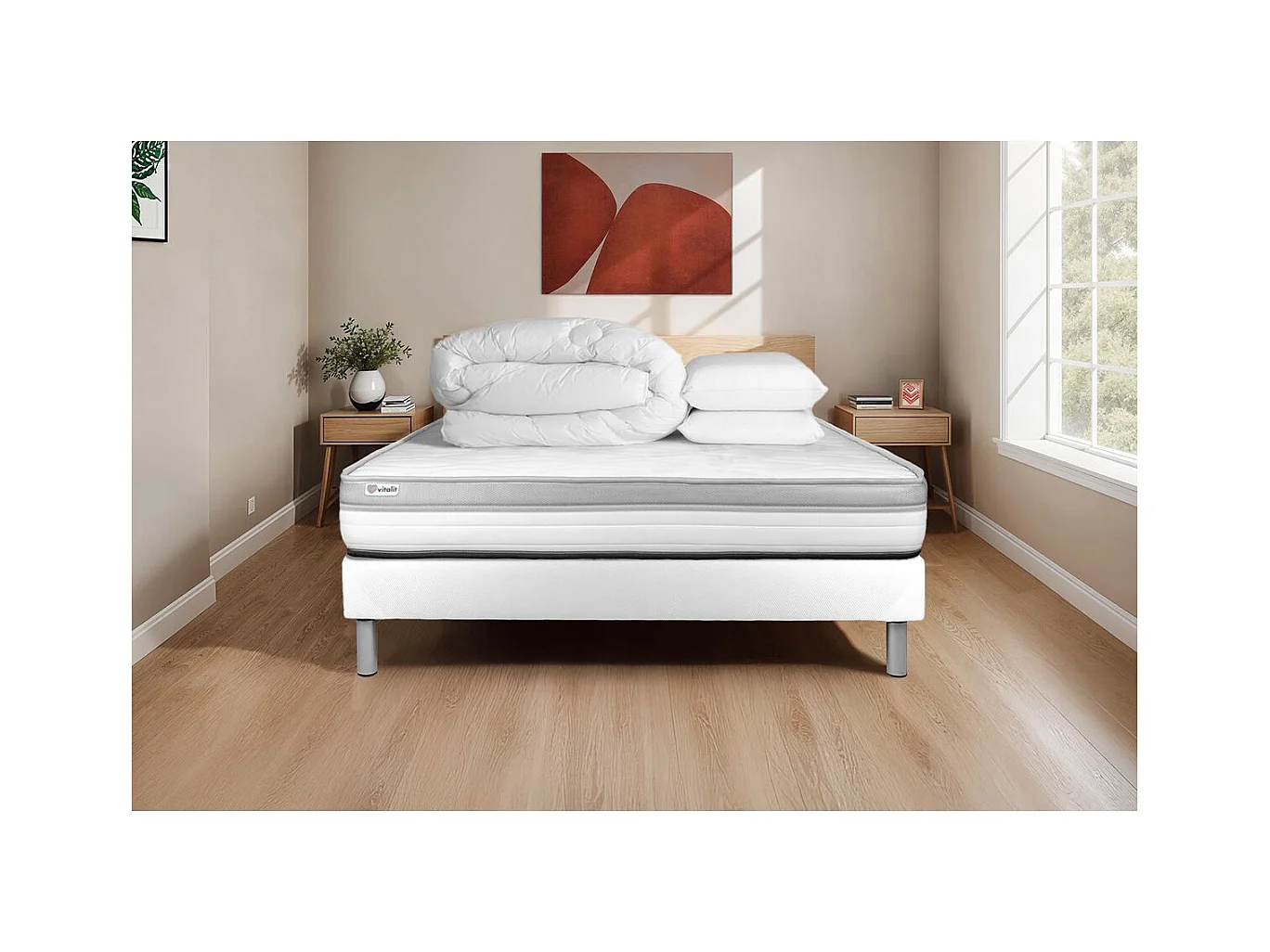 Pack prêt à dormir VITAL RELAX 200 x 200 cm sommier Kit blanc