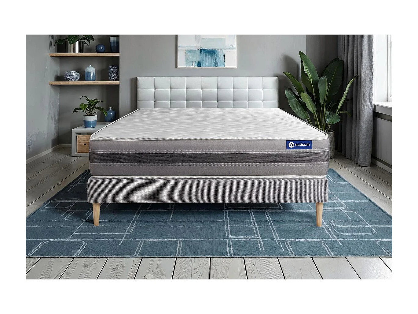 Lattenbodem en Actiflex relax matras 140x190cm , matrasdikte : 24 cm , pocketveren en traagschuim , vrij stevig, 5 comfortzones