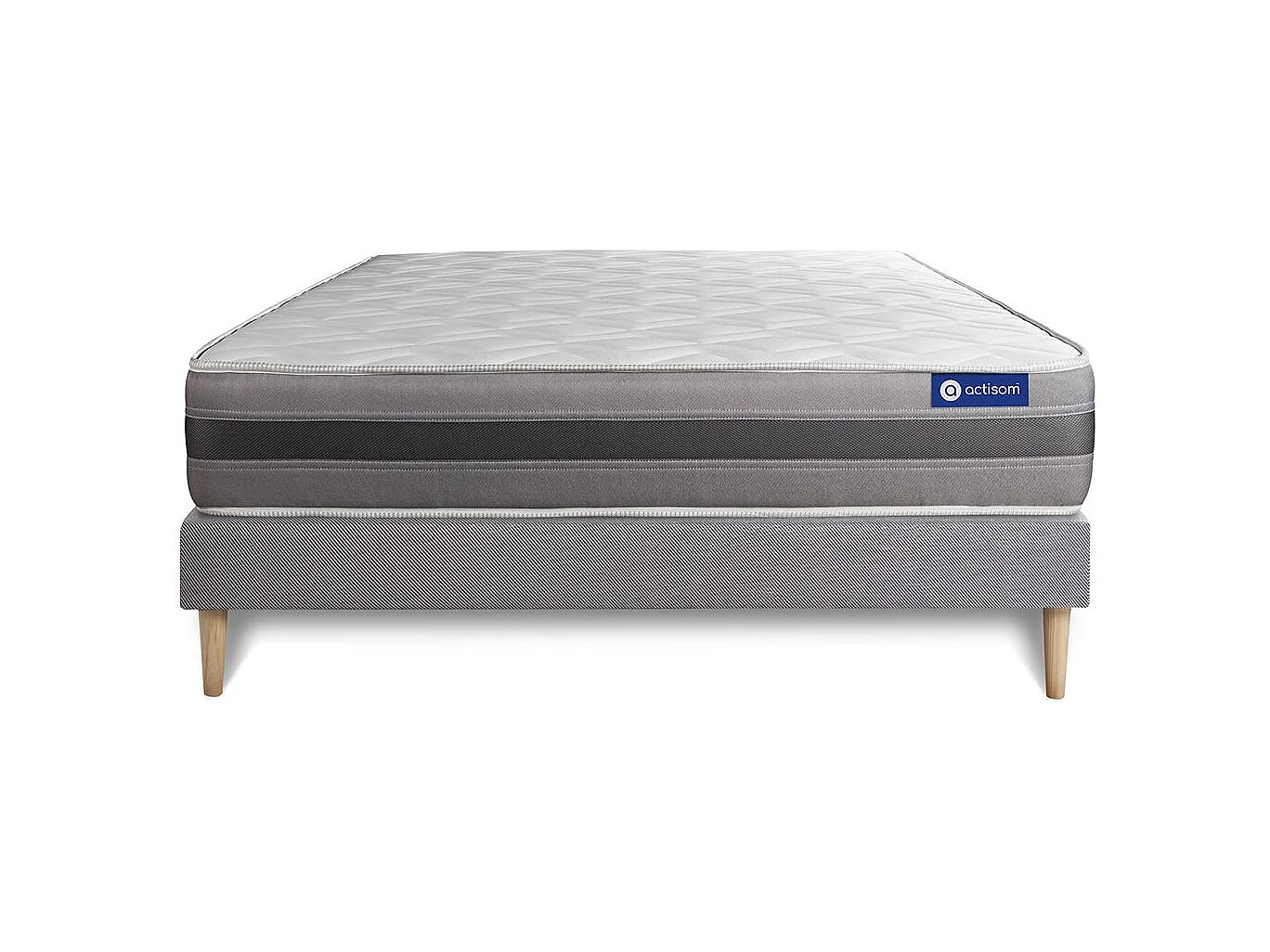 Ensemble matelas ACTIFLEX RELAX Ressorts ensachés + mémoire de forme 140x190 Max épaisseur 5zones confort + sommier KIT gri