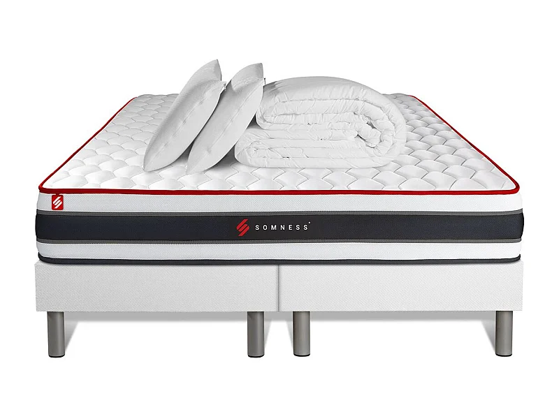 Pack matelas ENERGY 180x200 + double sommiers blanc 90x200 + Couette + 2 oreillers