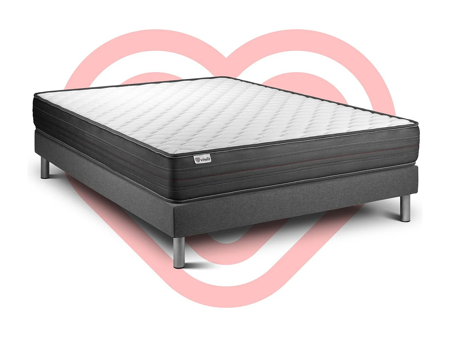 Conjunto VITALPOWER 140 x 200 cm somier Kit gris