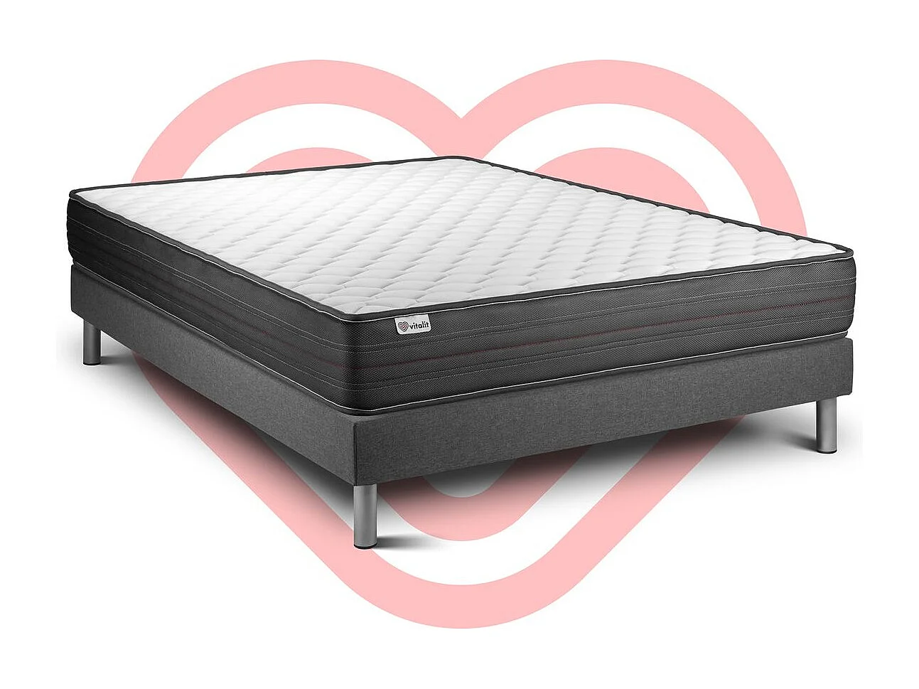 Ensemble VITALPOWER 140 x 200 cm sommier Kit gri