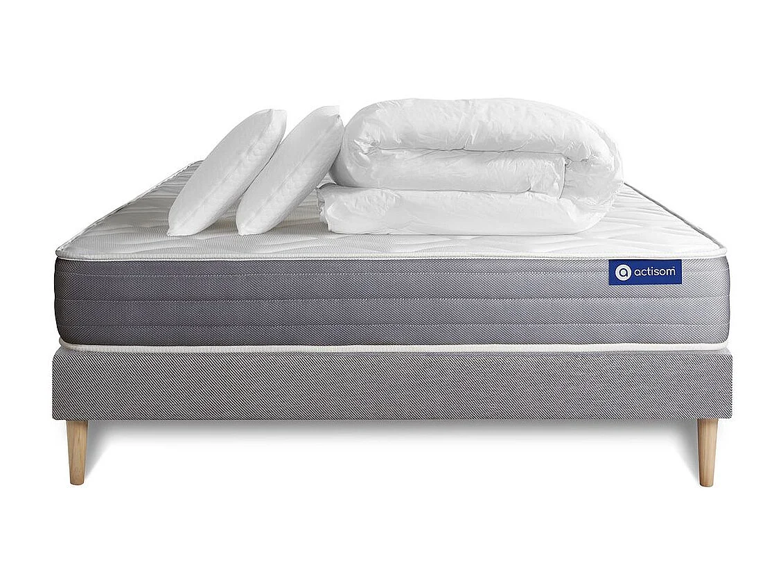 Compleet bedpakket - Matras 140x190 cm + Lattenbodem (kit) + 2 kussens + Dekbed - Actilatex Dream
