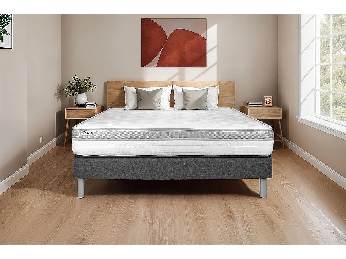 Ensemble VITAL RELAX 160 x 200 cm sommier Kit gris
