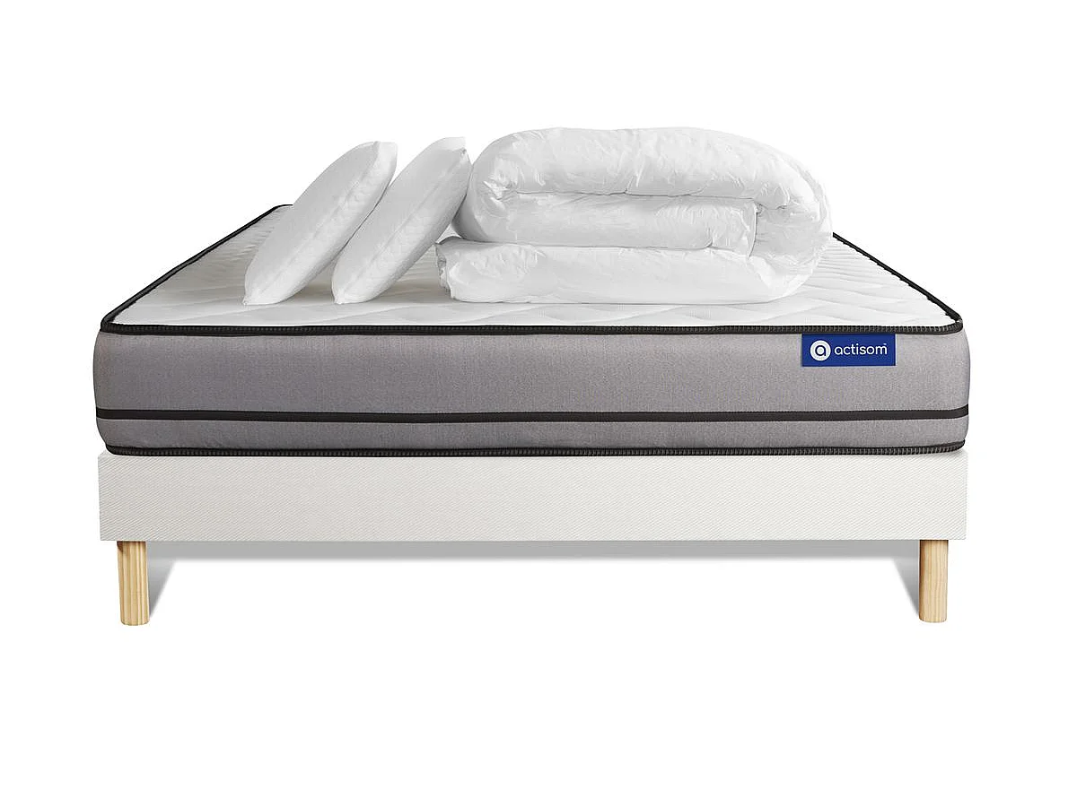 Compleet bedpakket - Matras 140x200 cm + Lattenbodem (kit) + 2 kussens + Dekbed - Actimemo Night