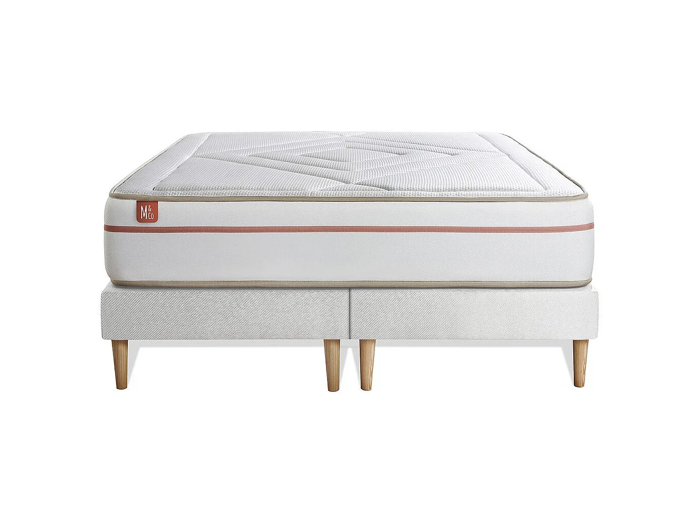 Pack prêt à dormir matelas LE PAISIBLE 180x200cm Mémoire de forme BioVisco + double sommiers Blanc + 2 oreillers + couette