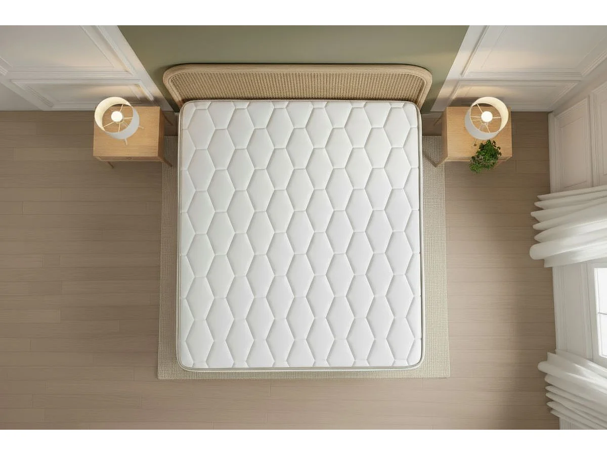 Ensemble LE DÉLICAT 140x190cm Ressorts ensachés + Mémoire de forme 5 zones de confort - Ep. 26cm + sommier Blanc