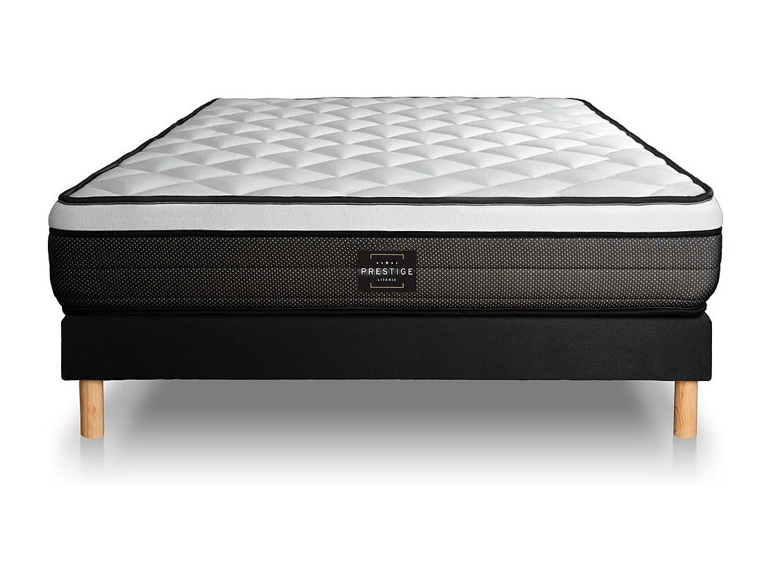 Ensemble Suite 140x190 Ressorts ensachés, mémoire de forme 5 zones sommier noir