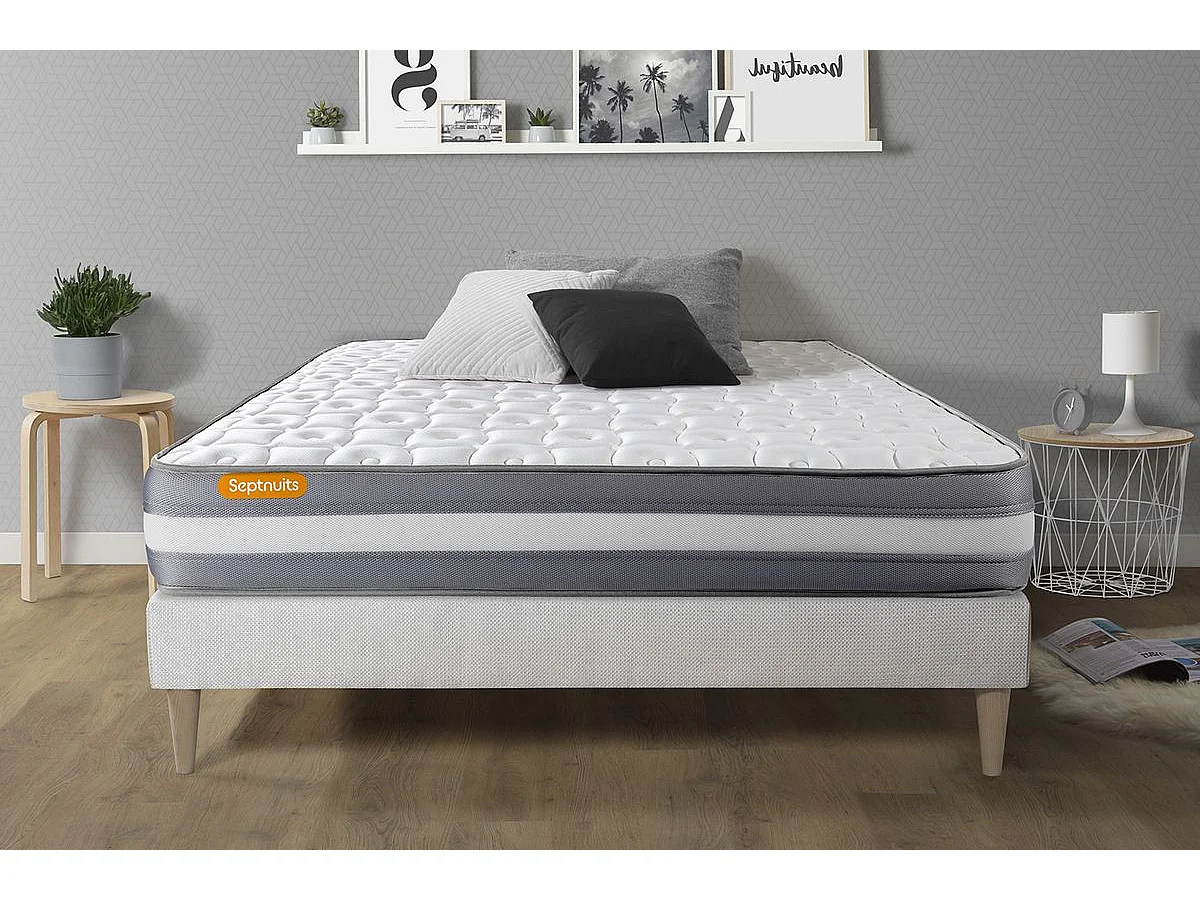 Matelas + sommier kit blanc 140x200 Memo Plus Mémoire de forme