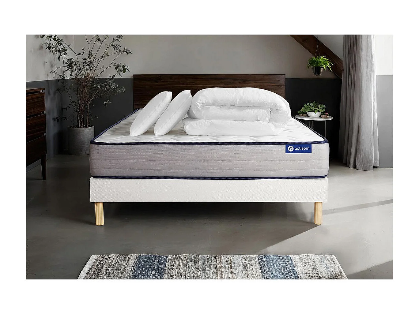 Compleet bedpakket - Matras 180x200 cm + Lattenbodem (kit) + 2 kussens + Dekbed - Actimemo Form