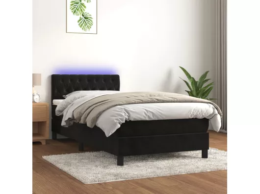 Kauf Unique Boxspringbett mit Matratze & LED Schwarz 90x190 cm Samt