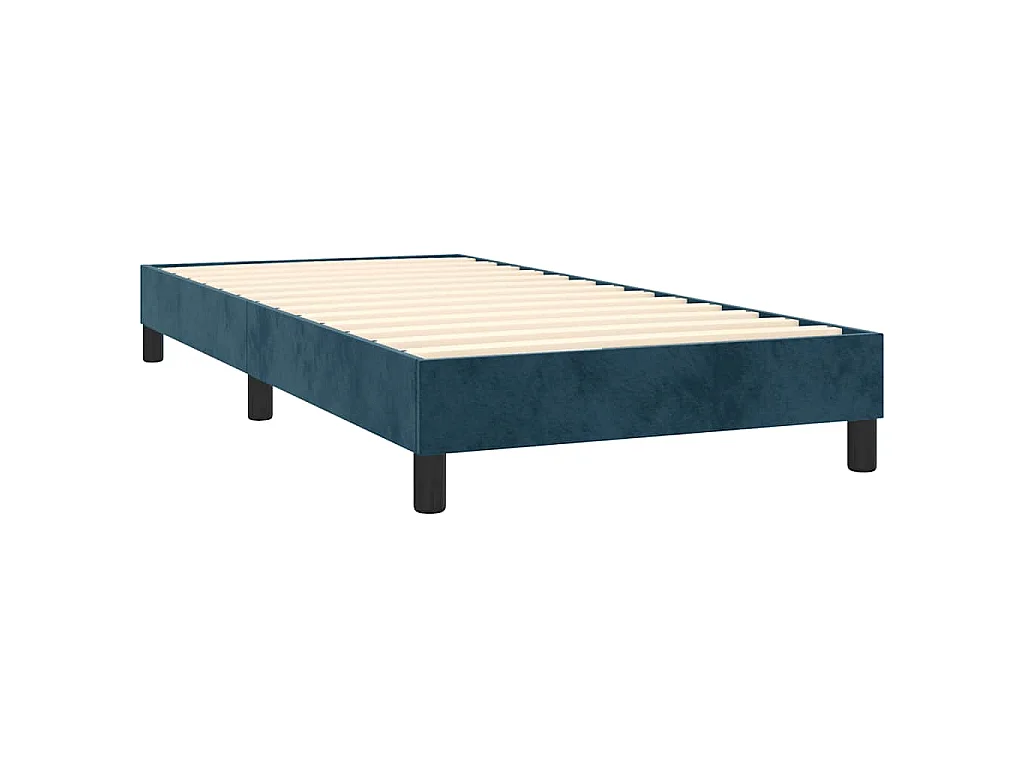 Cama box spring colchón y LED terciopelo azul oscuro 80x200 cm