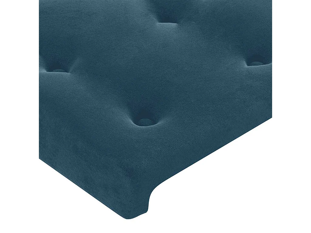 Cama box spring colchón y LED terciopelo azul oscuro 80x200 cm