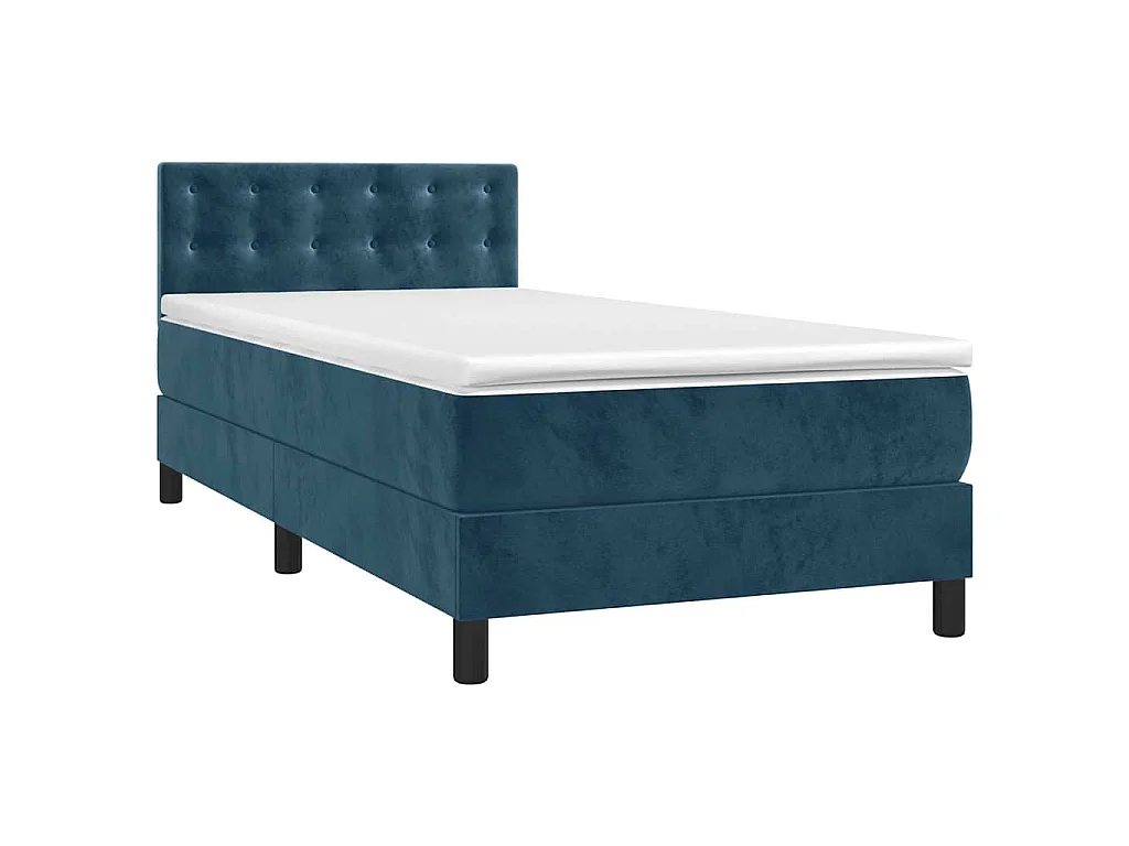 Sommier à lattes de lit avec matelas et LED Bleu foncé 80x200cm