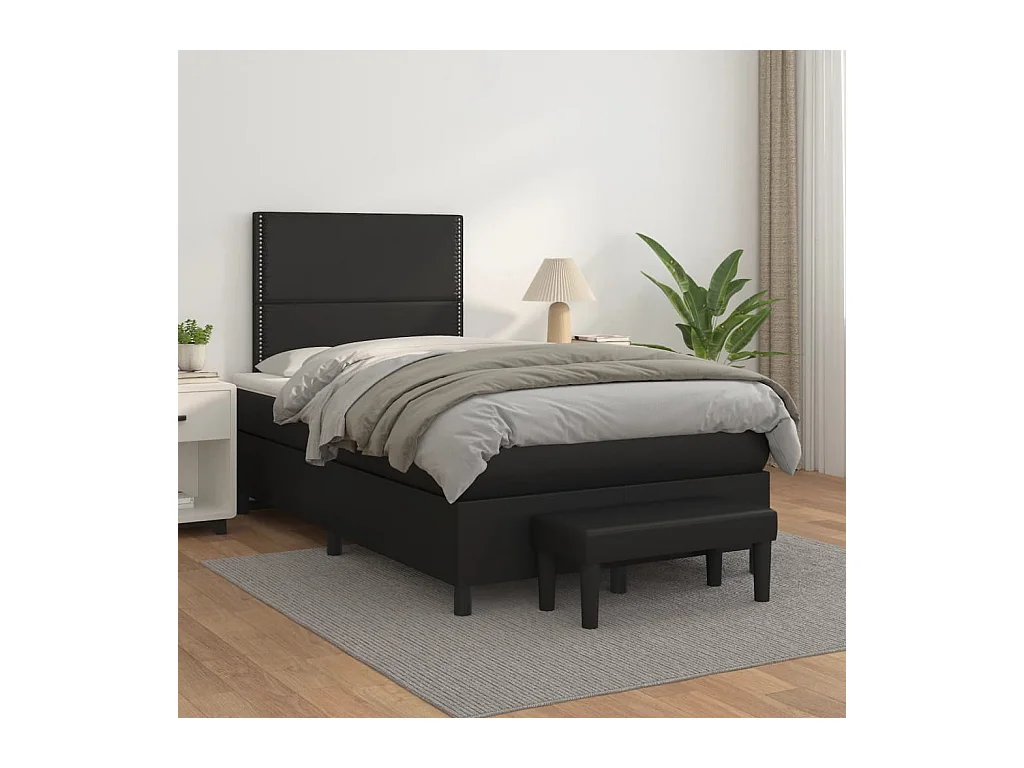 Sommier à lattes de lit matelas Noir 120x200 cm Similicuir