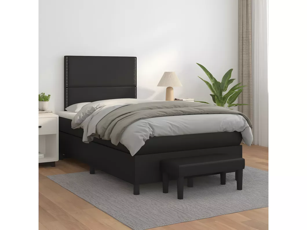 Kauf Unique Boxspringbett mit Matratze Schwarz 120x200 cm Kunstleder