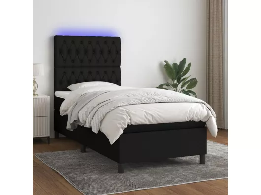 Kauf Unique Boxspringbett mit Matratze & LED Schwarz 100x200 cm Stoff