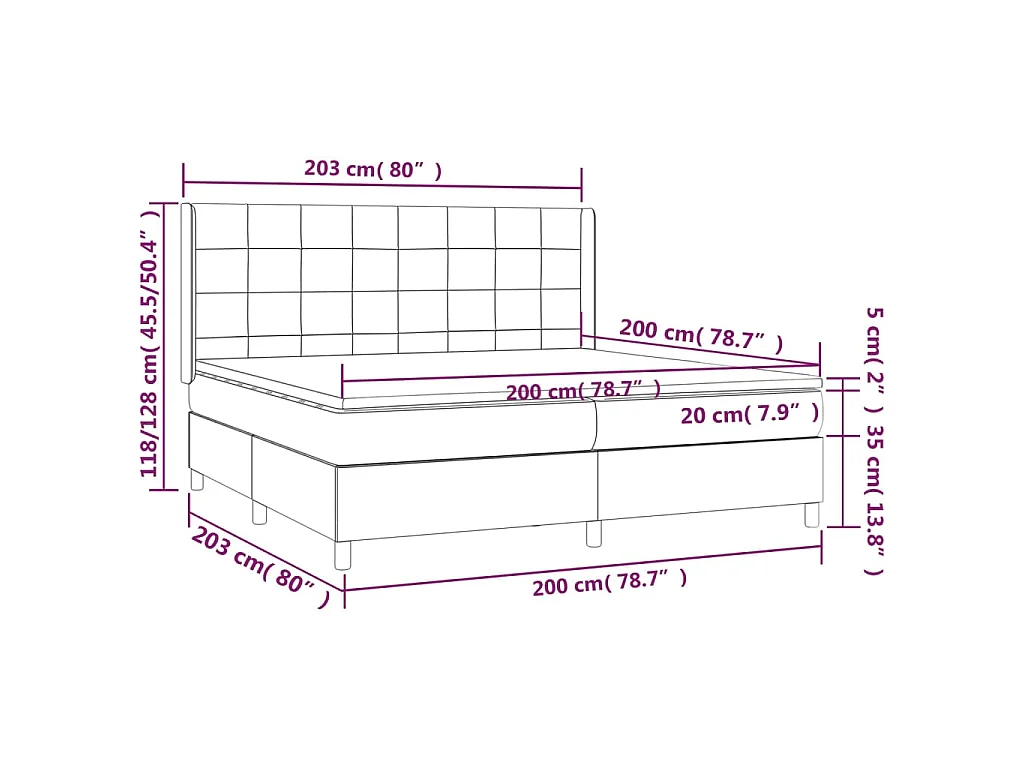 Sommier à lattes de lit matelas LED Gris clair 200x200 cm Tissu