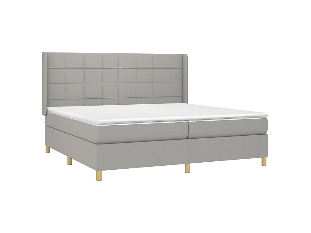 Sommier à lattes de lit matelas LED Gris clair 200x200 cm Tissu