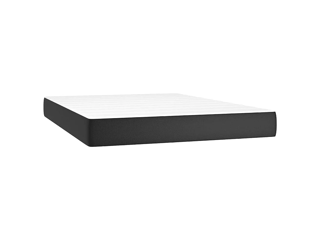 Sommier à lattes de lit avec matelas et LED Noir 140x190 cm