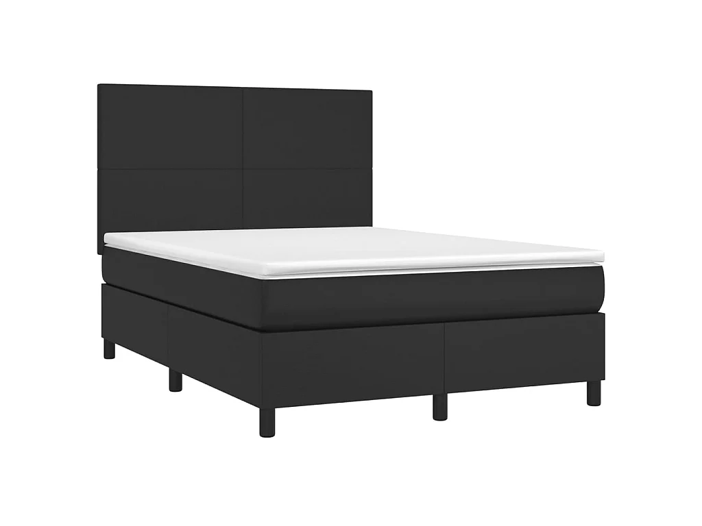 Boxspring met matras en LED kunstleer zwart 140x190 cm