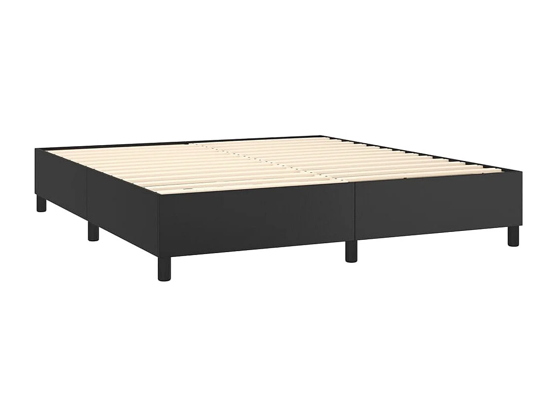 Boxspring met matras en LED kunstleer zwart 160x200 cm